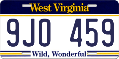 WV license plate 9JO459