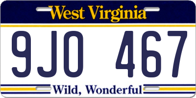 WV license plate 9JO467