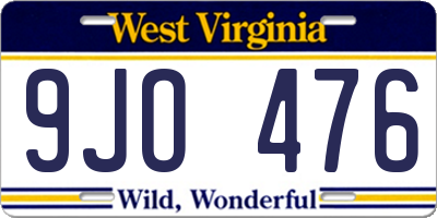 WV license plate 9JO476