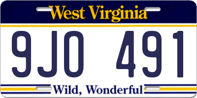 WV license plate 9JO491