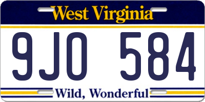 WV license plate 9JO584