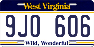 WV license plate 9JO606
