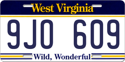 WV license plate 9JO609