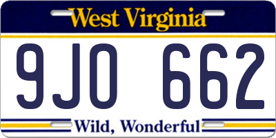 WV license plate 9JO662
