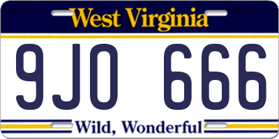 WV license plate 9JO666