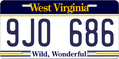 WV license plate 9JO686