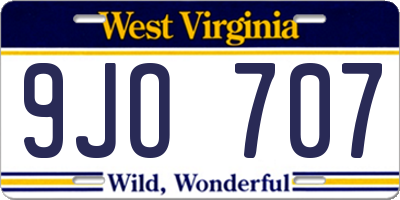 WV license plate 9JO707