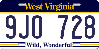WV license plate 9JO728