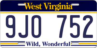 WV license plate 9JO752
