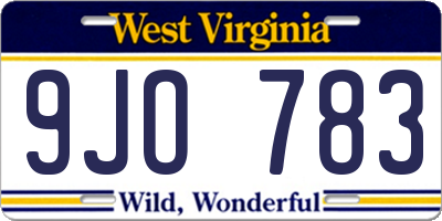 WV license plate 9JO783
