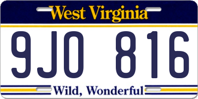 WV license plate 9JO816