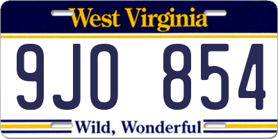WV license plate 9JO854