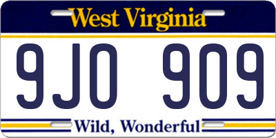 WV license plate 9JO909