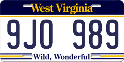 WV license plate 9JO989