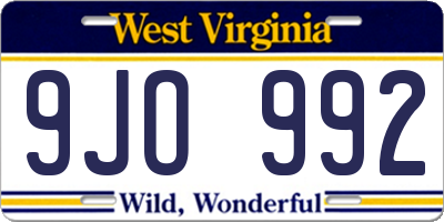WV license plate 9JO992