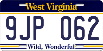 WV license plate 9JP062