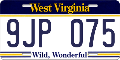 WV license plate 9JP075