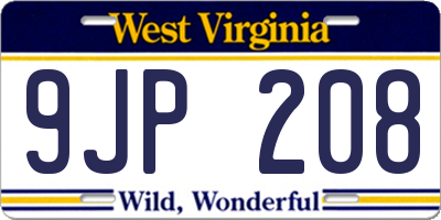 WV license plate 9JP208