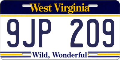 WV license plate 9JP209