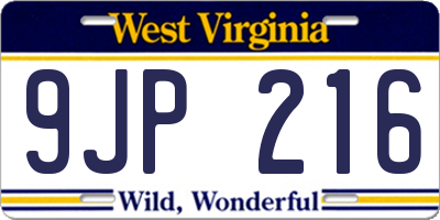 WV license plate 9JP216