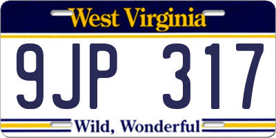 WV license plate 9JP317