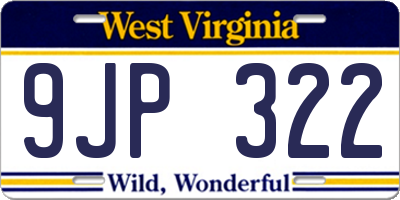 WV license plate 9JP322