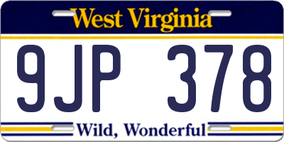 WV license plate 9JP378