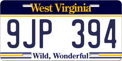 WV license plate 9JP394