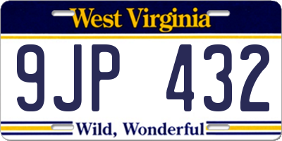 WV license plate 9JP432