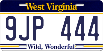 WV license plate 9JP444