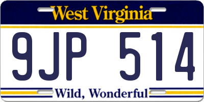 WV license plate 9JP514