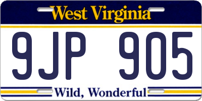 WV license plate 9JP905