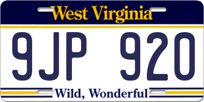 WV license plate 9JP920