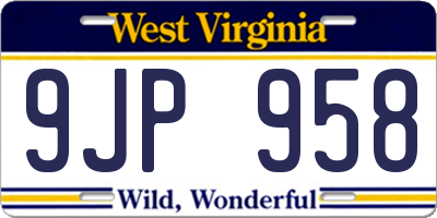 WV license plate 9JP958