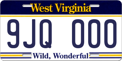 WV license plate 9JQ000