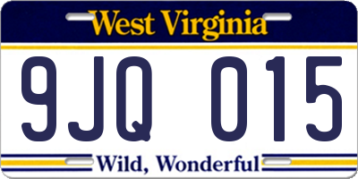 WV license plate 9JQ015