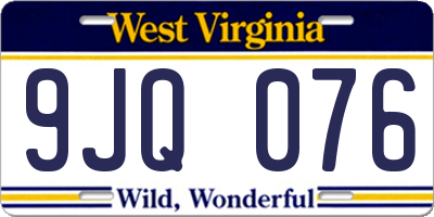 WV license plate 9JQ076