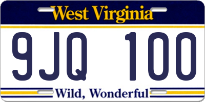 WV license plate 9JQ100