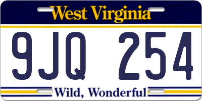 WV license plate 9JQ254