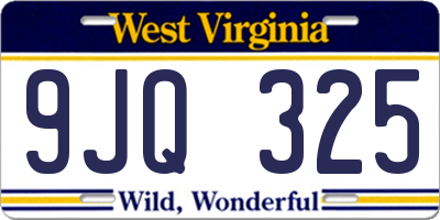 WV license plate 9JQ325