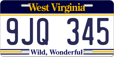 WV license plate 9JQ345