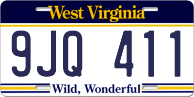 WV license plate 9JQ411