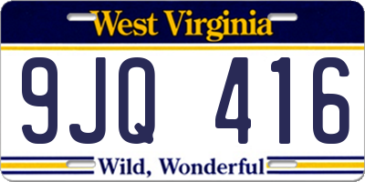 WV license plate 9JQ416