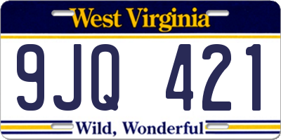 WV license plate 9JQ421
