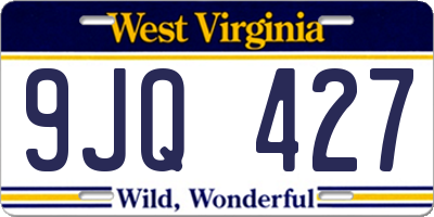 WV license plate 9JQ427