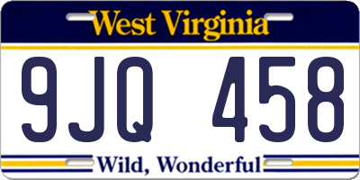 WV license plate 9JQ458