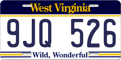 WV license plate 9JQ526