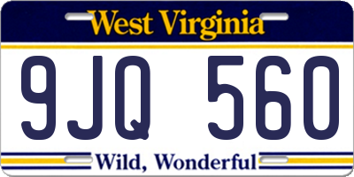 WV license plate 9JQ560