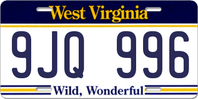 WV license plate 9JQ996