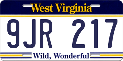 WV license plate 9JR217